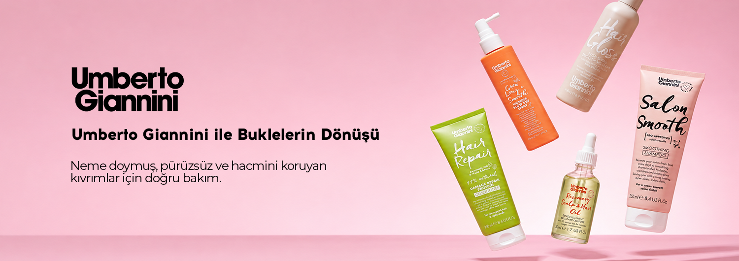 Umberto Giannini ile buklelerin dönüşü, nemli, pürüzsüz ve hacmini koruyan kıvrımlar için saç bakım ürünleri