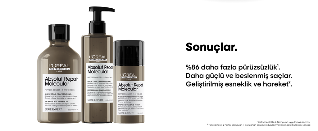 Absolut Repair Molecular yeniden dolum paketi şampuan 2 yıllık hasar onarımı