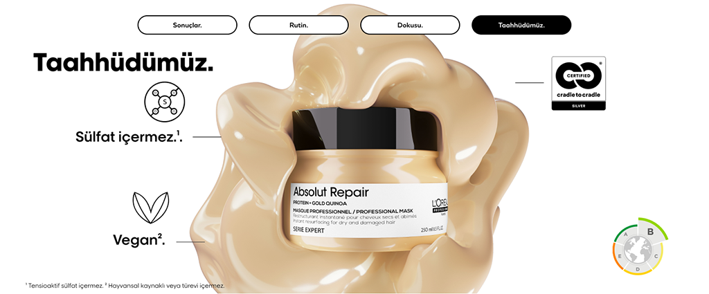 Absolut Repair sonuçları daha az hasar ve yumuşak saç