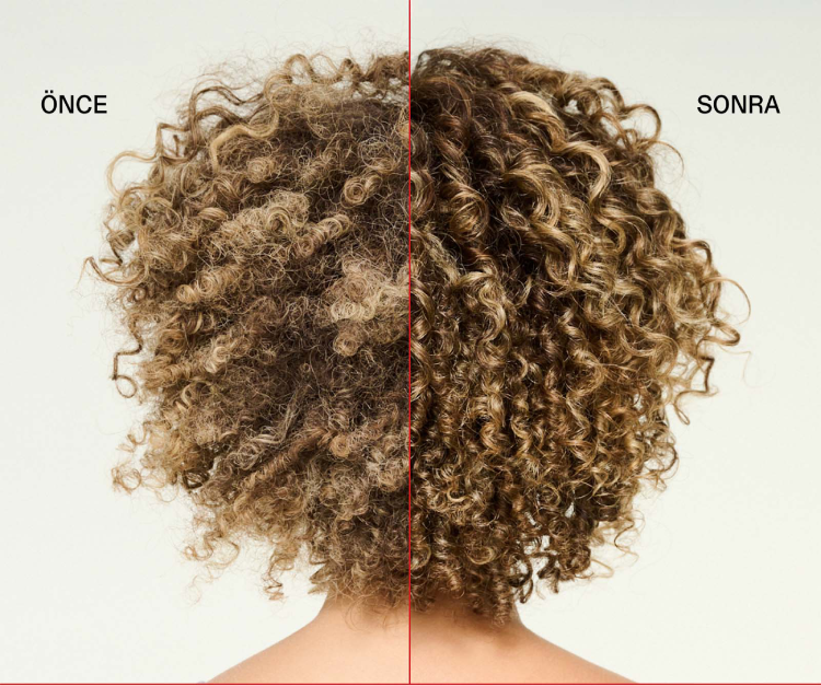 Olaplex Shine Serum Oil Mist önce sonra bukleli saç