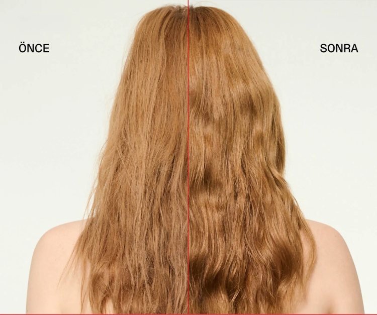 Olaplex Shine Serum Oil Mist önce sonra dalgalı saç