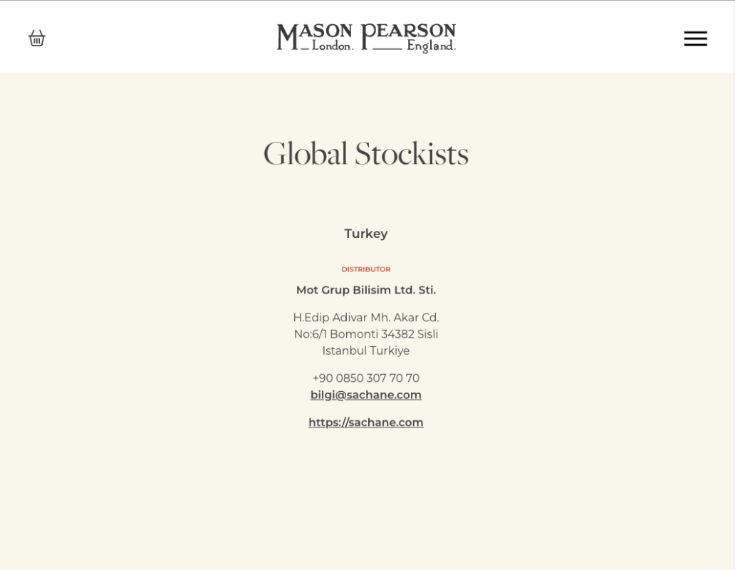 Mason Pearson Yetkili Satıcı Sachane