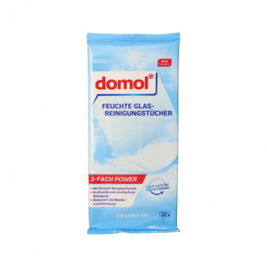 Domol Cam ve Parlak Yüzeyler için Islak Temizlik Bezi 20 Adet