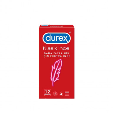 Durex Klasik İnce Prezervatif 12 Adet