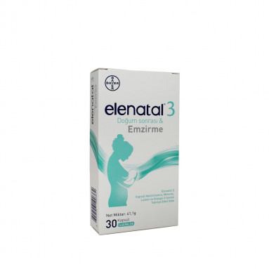 Elenatal 3 Omega-3 Doğum Sonrası & Emzirme Takviye Edici Gıda 30 Kapsül